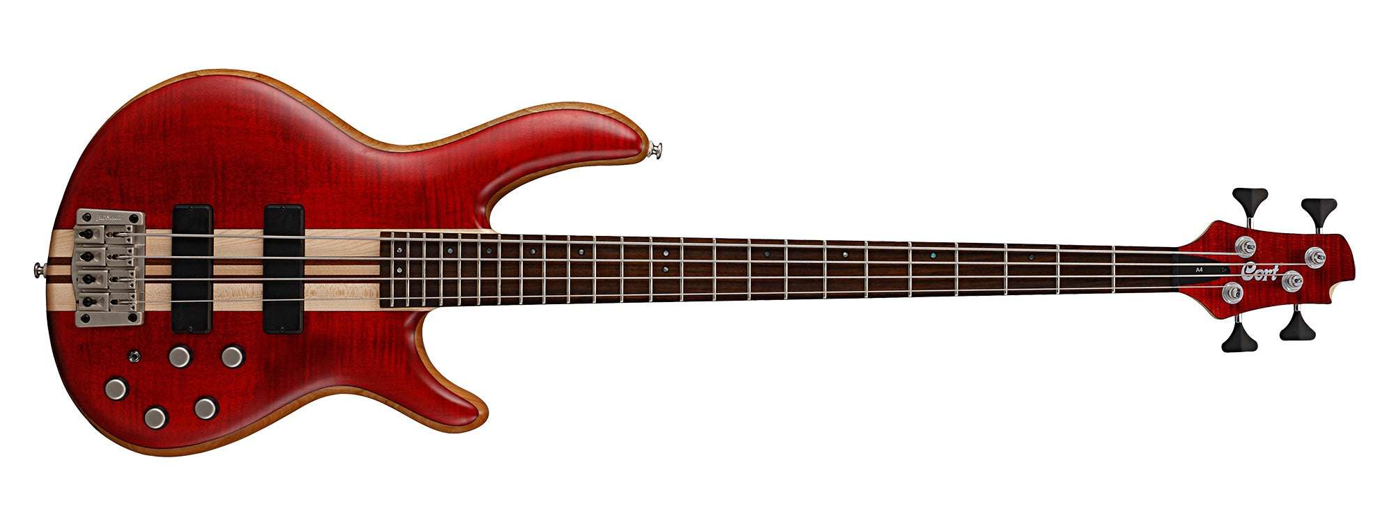 Cort Artisan A4 Plus FMMH Open Pore Black Cherry, Guitarra Bajo en venta en Richards Guitars.