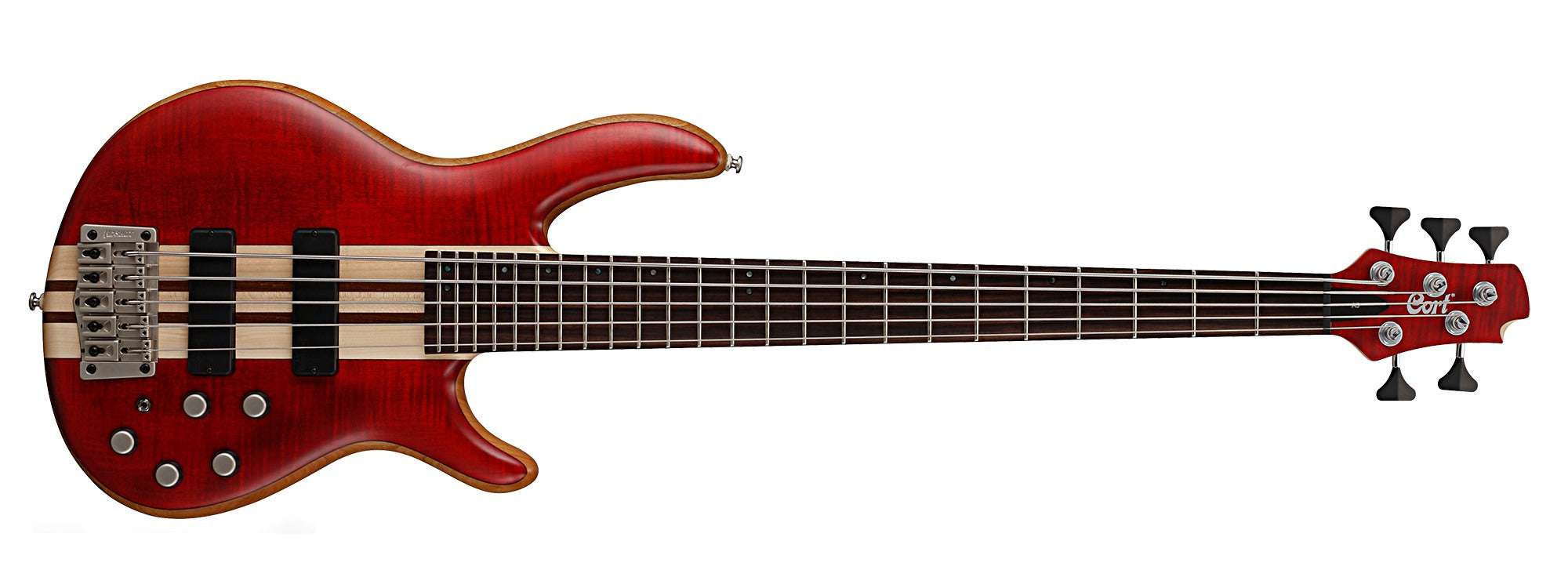 Cort Artisan A5 Plus FMMH Open Pore Black Cherry, Guitarra Bajo en venta en Richards Guitars.