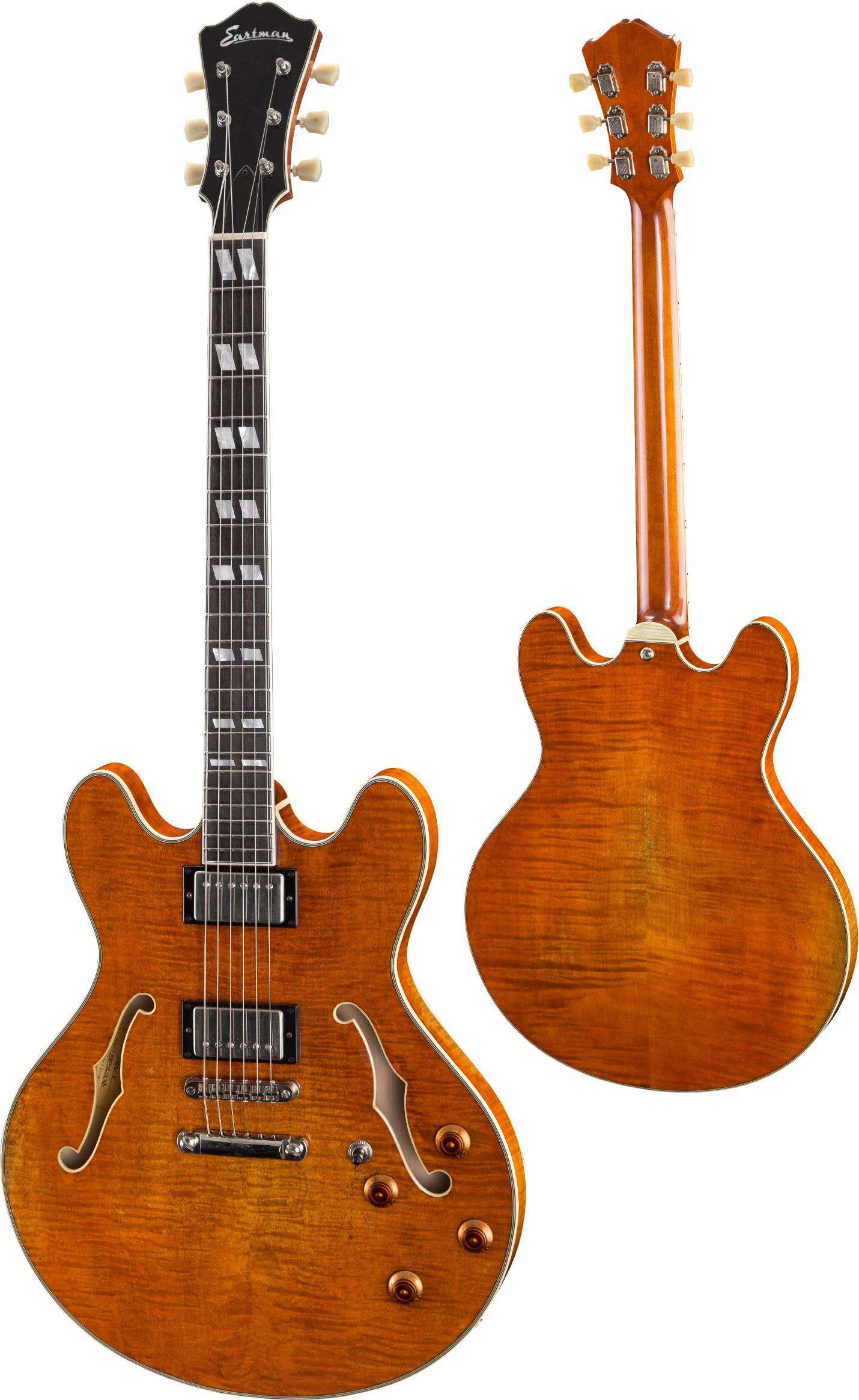 Eastman T59/v Amber (Precio inc. Custom Pro Setup Package), Guitarra eléctrica en venta en Richards Guitars.