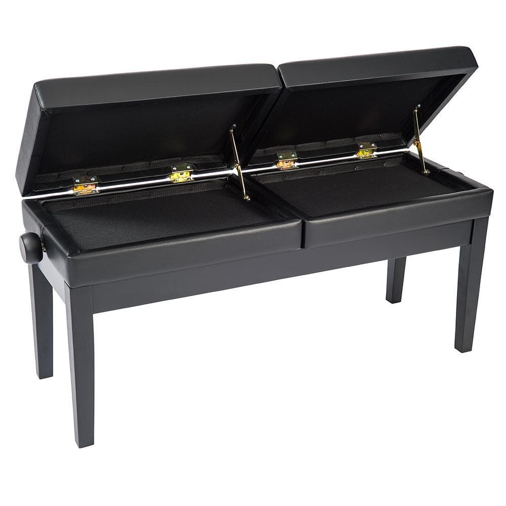 Kinsman Doble Banco de Piano Ajustable con Almacenamiento - Negro Satinado, a la venta en Richards Guitars.