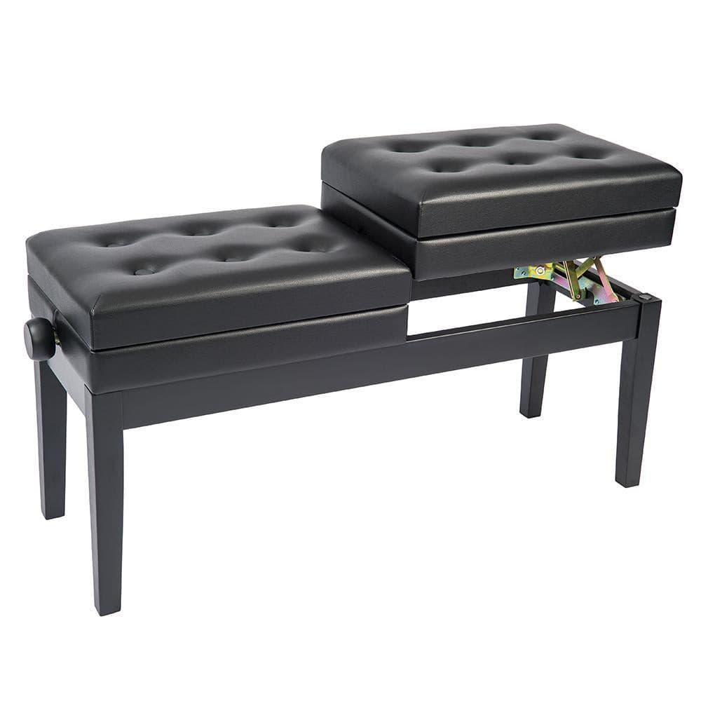 Kinsman Doble Banco de Piano Ajustable con Almacenamiento - Negro Satinado, a la venta en Richards Guitars.