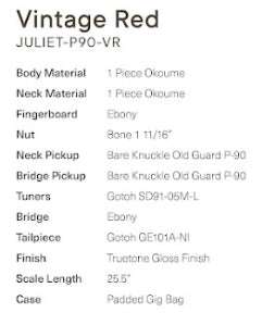Eastman Juliet-P90-VR Vintage Red (Price inc. Custom Pro Setup Package), Electric Guitar for sale at Richards Guitars.