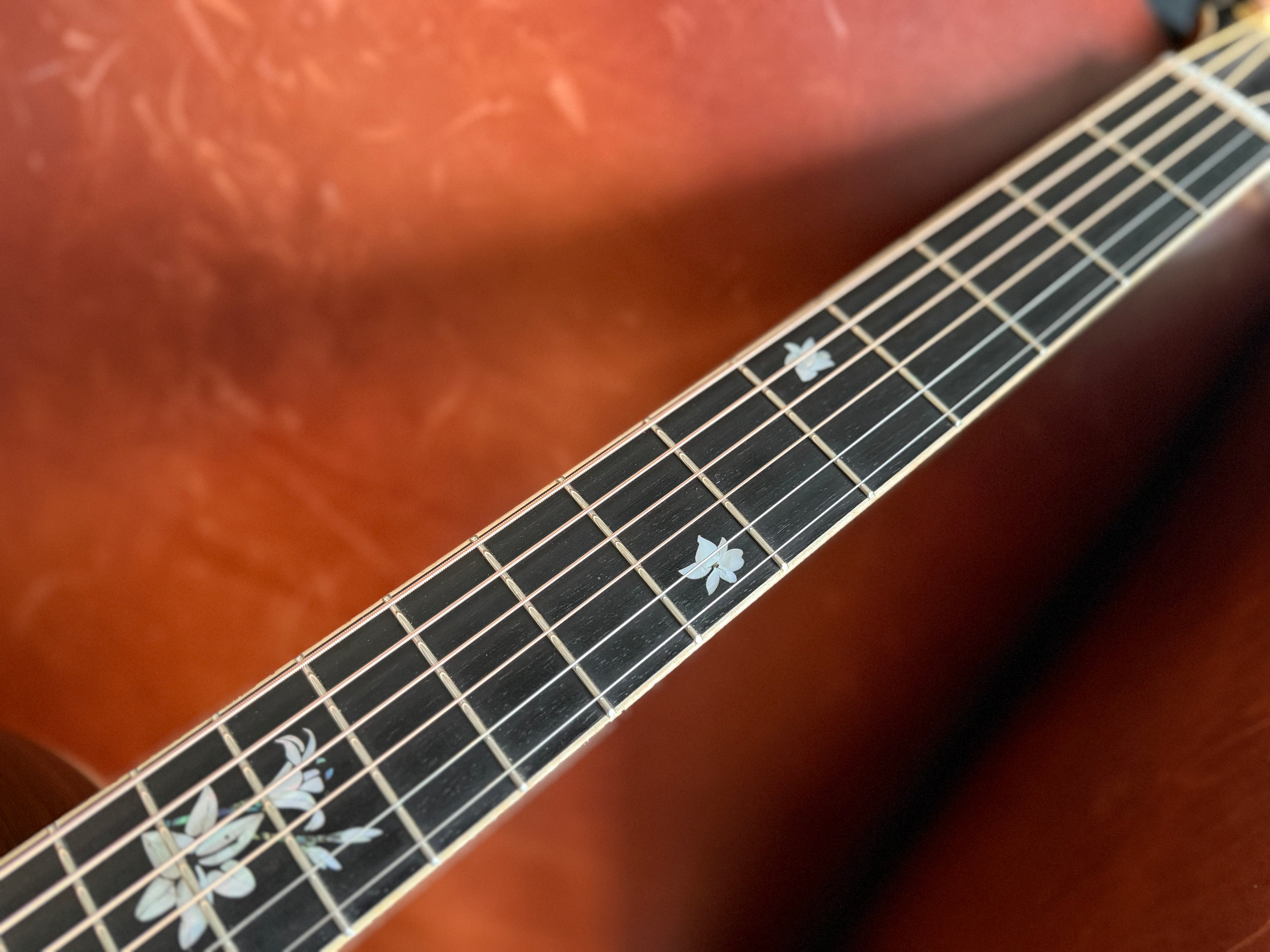 Dowina Rosewood Exquisite Custom w' Flame Maple Bindings & Japanese Cherry Inlays