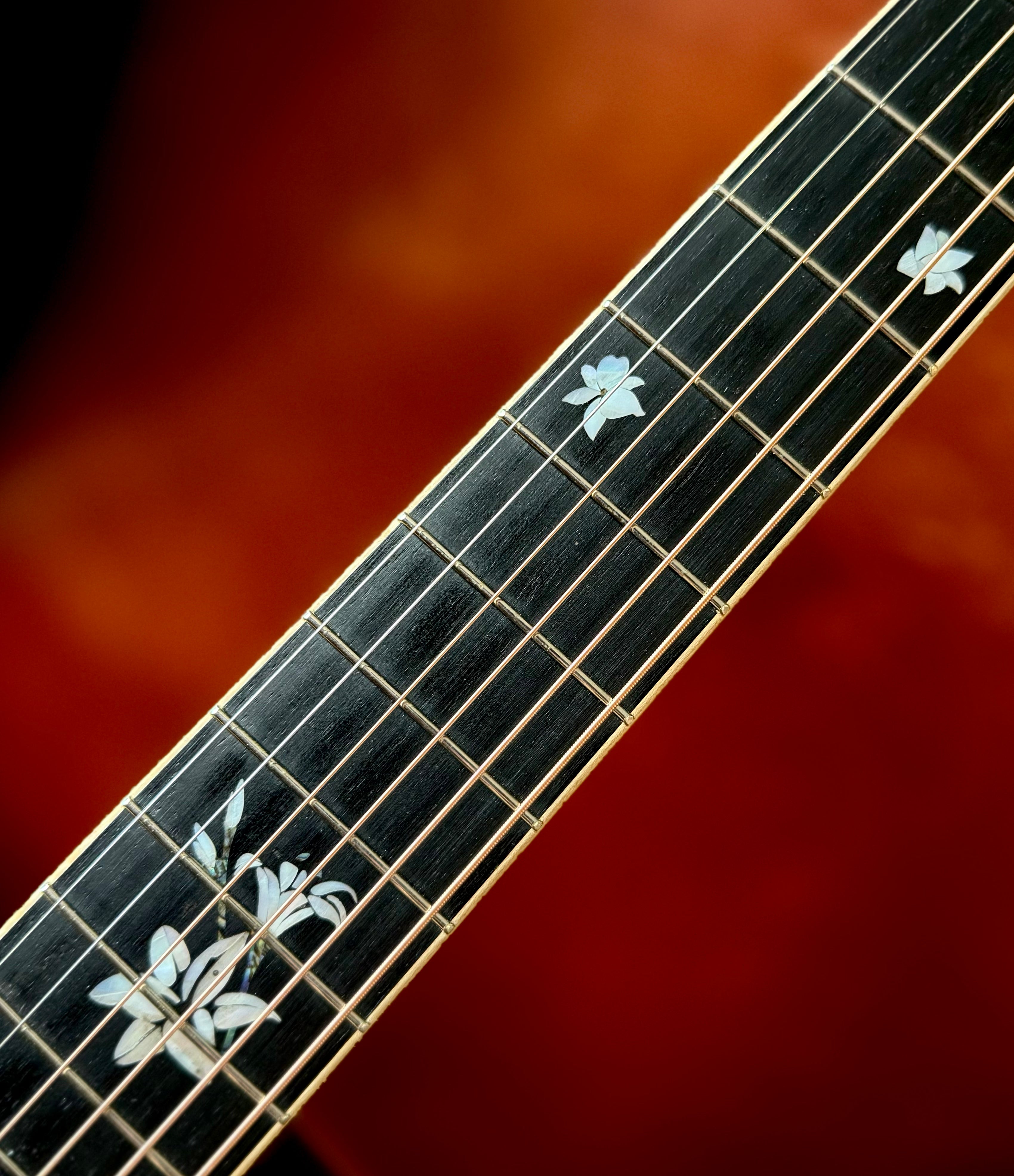 Dowina Rosewood Exquisite Custom w' Flame Maple Bindings & Japanese Cherry Inlays