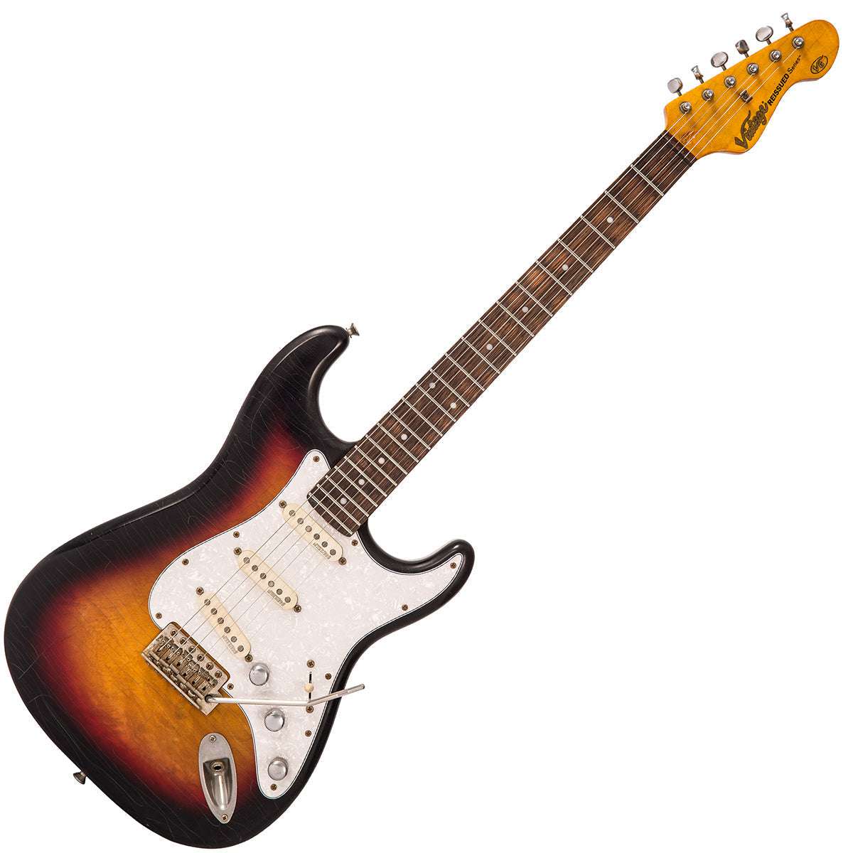 IN BUILD : - Vintage V6 ProShop Unique ~ Sunset Sunburst, Guitare électrique en vente chez Richards Guitars.