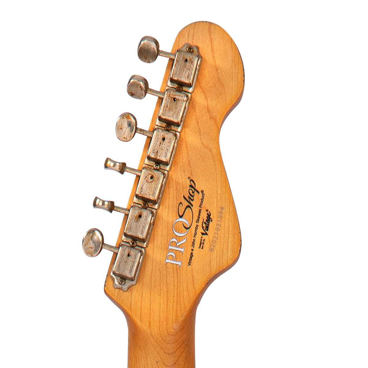IN BUILD : - Vintage V6 ProShop Unique ~ Surf Green over Sunburst ~ Gaucher, Guitare électrique en vente chez Richards Guitars.