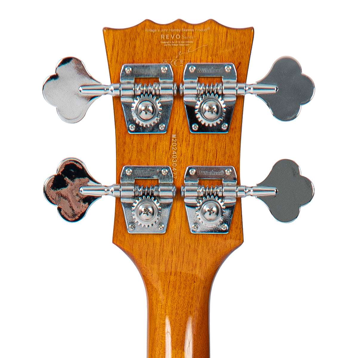 Vintage REVO Series 'Callan' Bass ~ See Thru Honey, Guitare Basse à vendre chez Richards Guitars.
