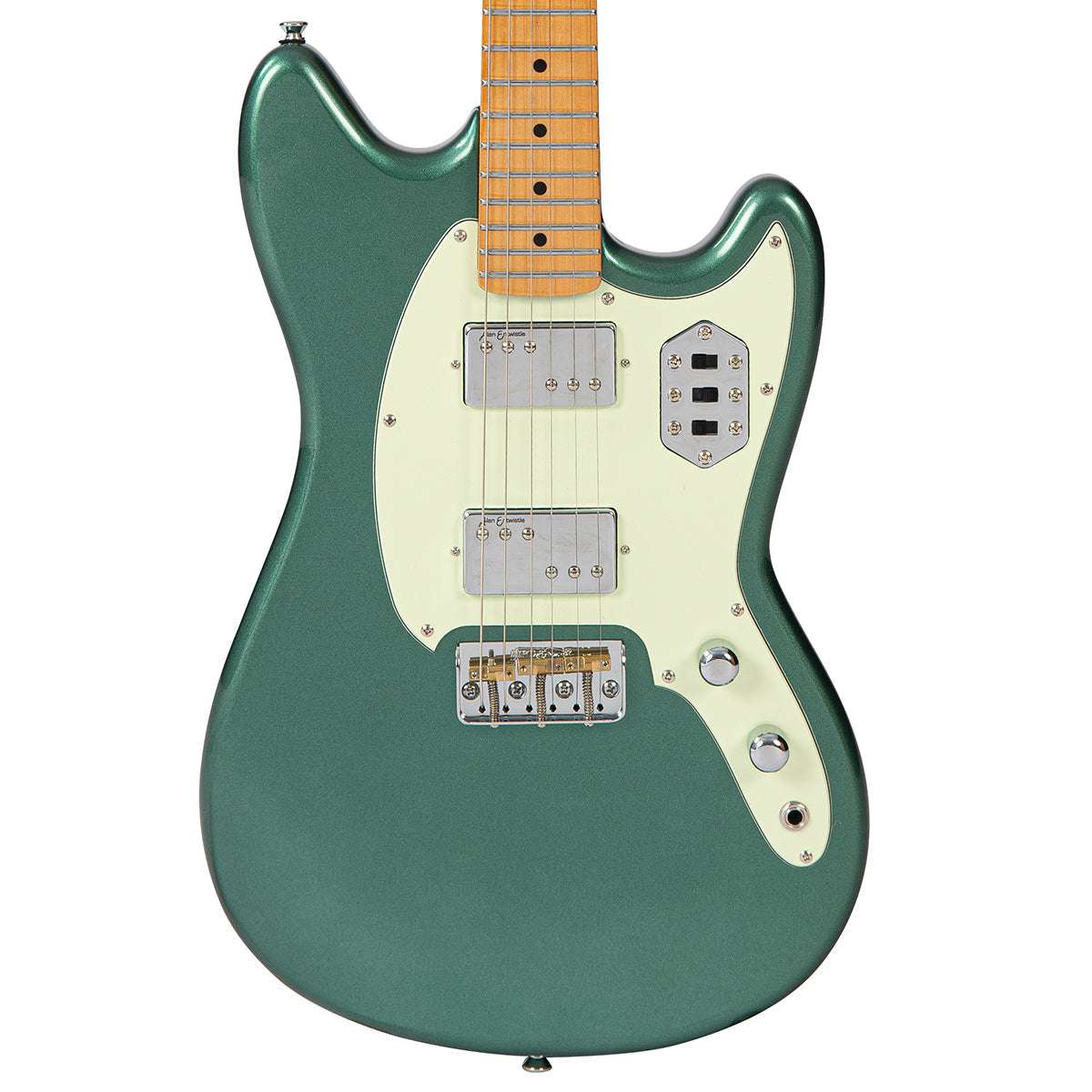 Vintage REVO Series 'Colt HH Twin Hardtail' Guitare ~ Metallic Sherwood Green, Guitare électrique à vendre chez Richards Guitars.