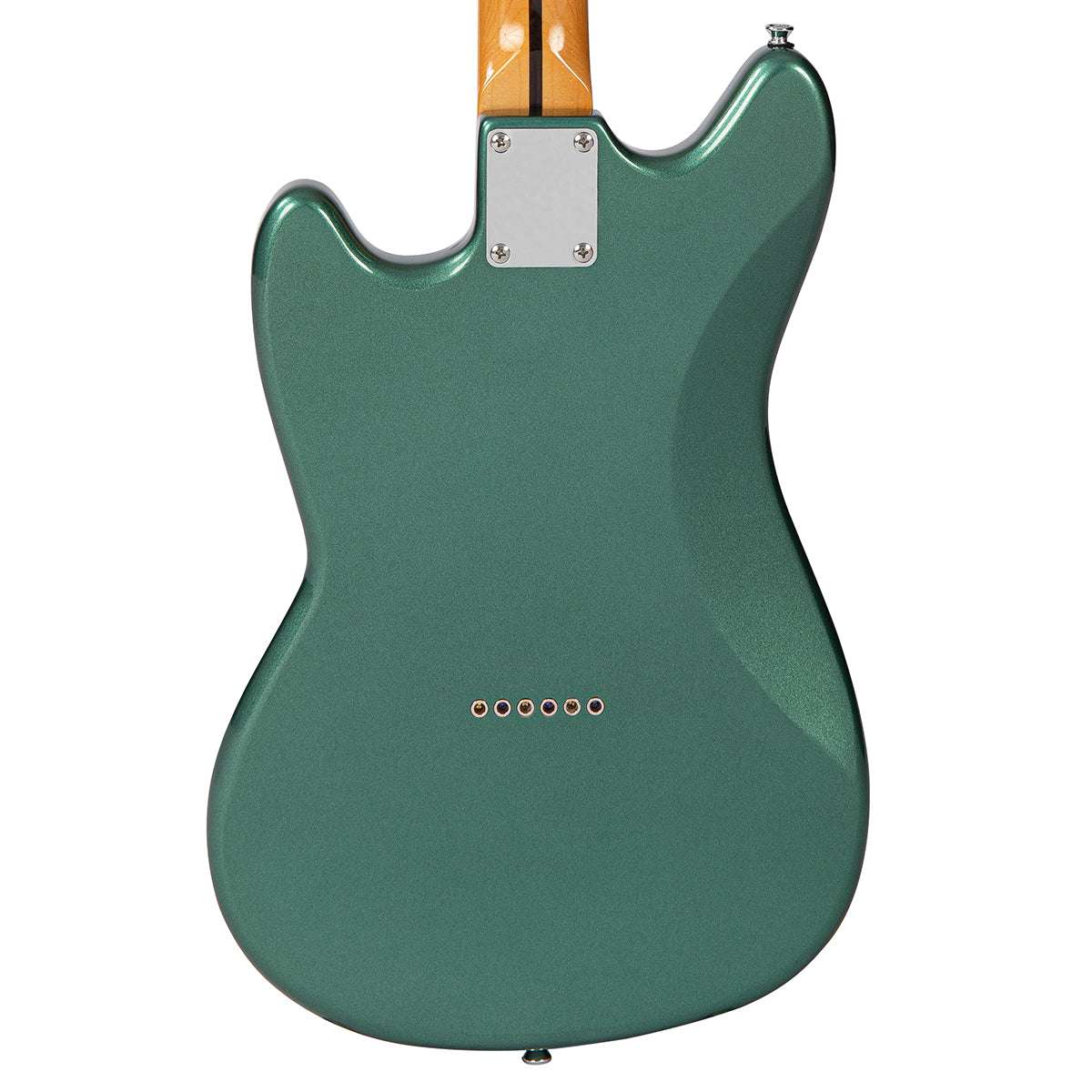Vintage REVO Series 'Colt HH Twin Hardtail' Guitare ~ Metallic Sherwood Green, Guitare électrique à vendre chez Richards Guitars.
