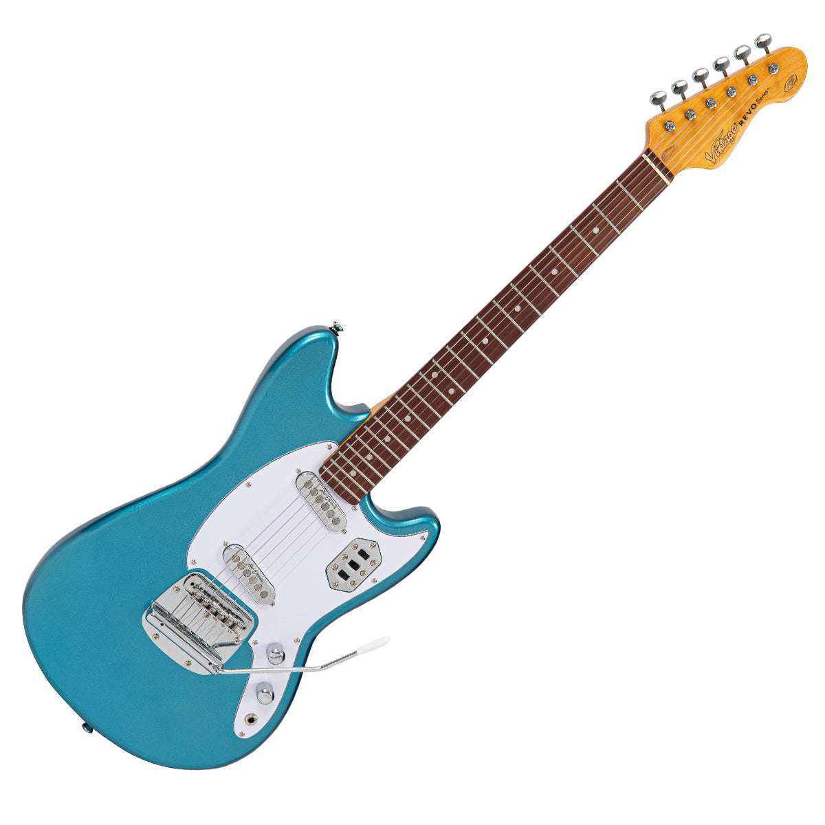 Vintage REVO Series 'Colt SS Twin' ~ Bayview Blue, Guitare électrique à vendre chez Richards Guitars.