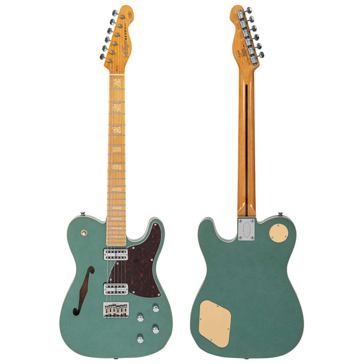 Vintage REVO Series 'Midline' Electric Guitar ~ Metallic Green, Guitare électrique en vente chez Richards Guitars.