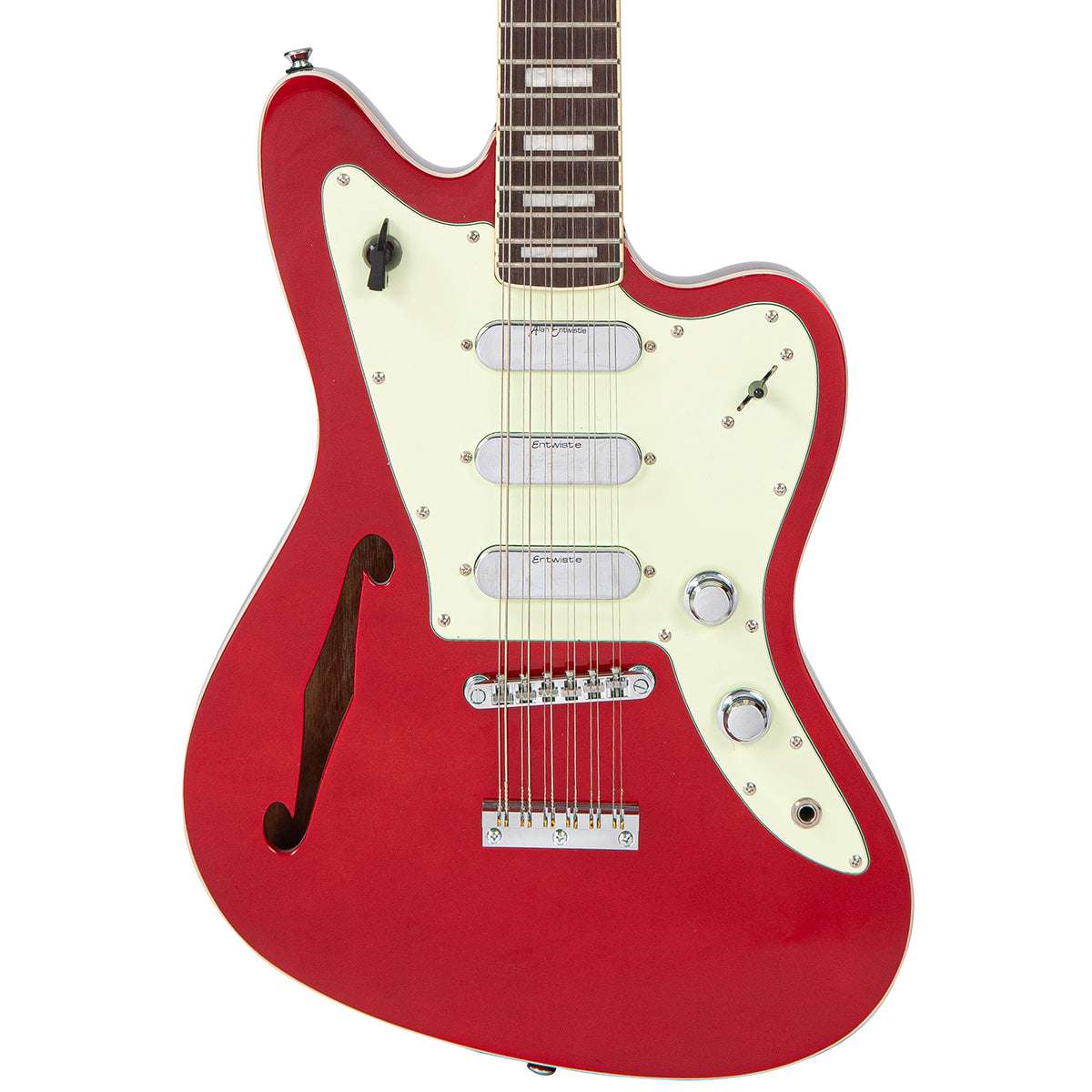 Vintage REVO Series 'Surfmaster Thinline 12' Electric Guitar ~ Candy Apple Red, Guitare électrique en vente chez Richards Guitars.