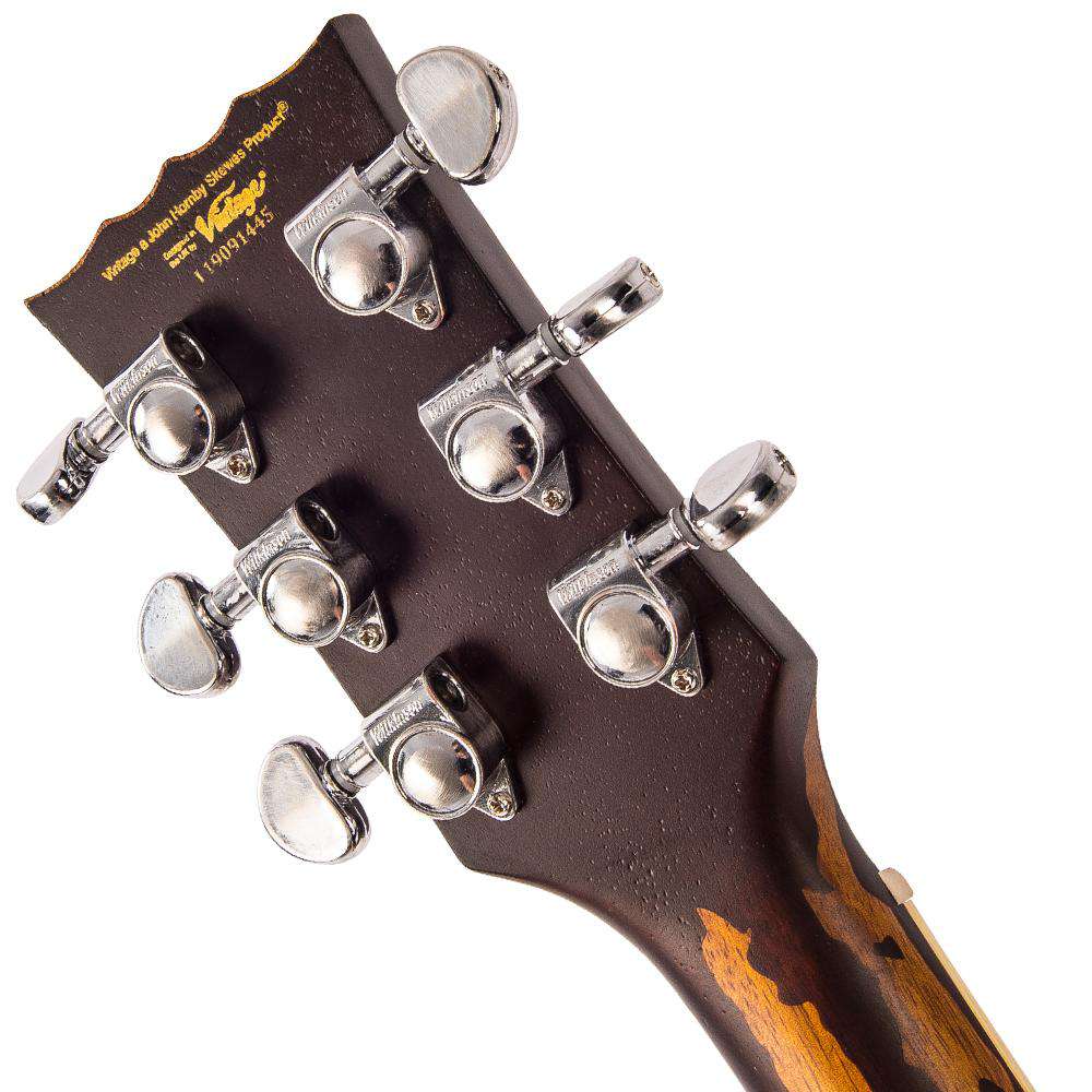 Vintage V100MRGT ICON Electric Guitar ~ Distressed HH Gold Top, Guitare électrique en vente chez Richards Guitars.