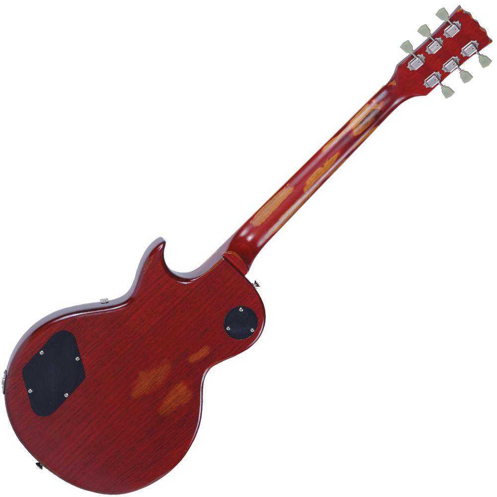 Vintage V100MRCS Electric Guitar ~ Distressed Cherry Sunburst, Guitare électrique en vente chez Richards Guitars.