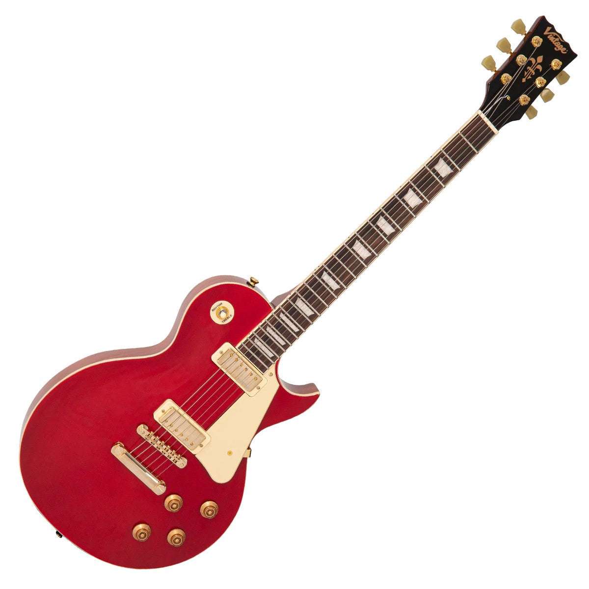 Vintage V100MWR Mini Humbucker ReIssued Electric Guitar ~ Wine Red, Guitare électrique en vente chez Richards Guitars.