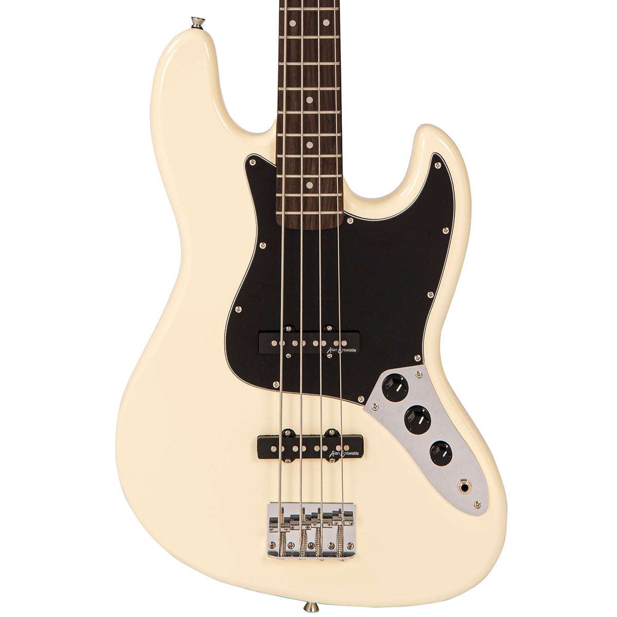 Vintage V49 Coaster Series Bass Guitar ~ Vintage White, for sale at Richards Guitars.