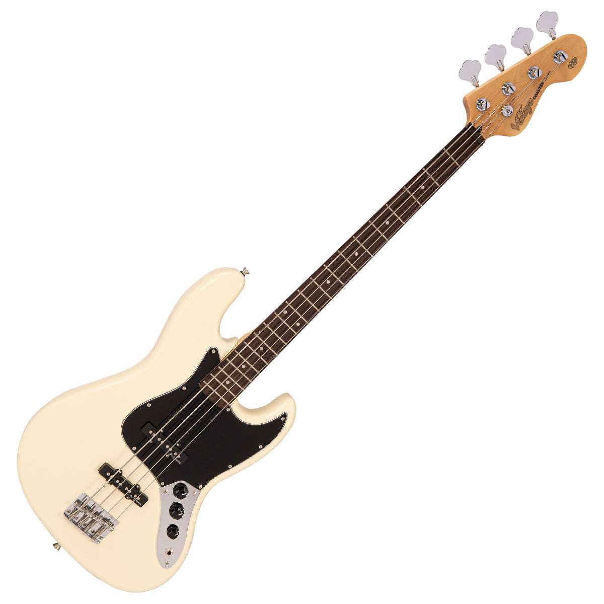 Vintage V49 Coaster Series Bass Guitar ~ Vintage White, for sale at Richards Guitars.
