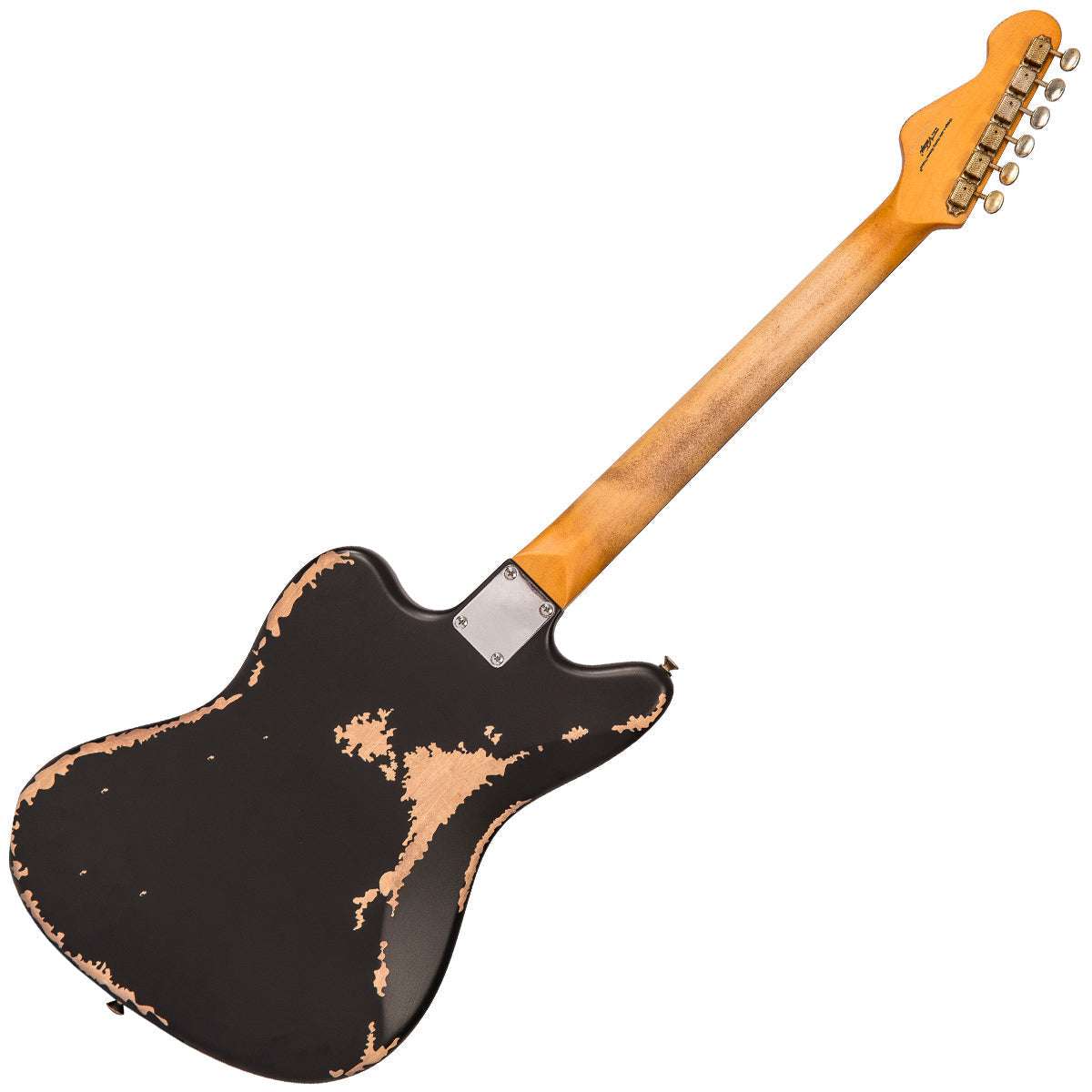 Vintage V65 VMRBK ICON Vibrato Electric Guitar ~ Distressed Black, Electric Guitar for sale at Richards Guitars.