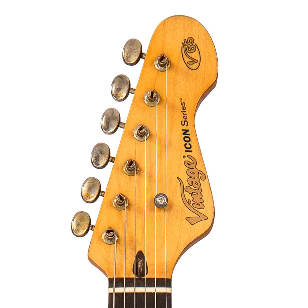 Vintage V65 VMRBK ICON Vibrato Electric Guitar ~ Distressed Black, Electric Guitar for sale at Richards Guitars.