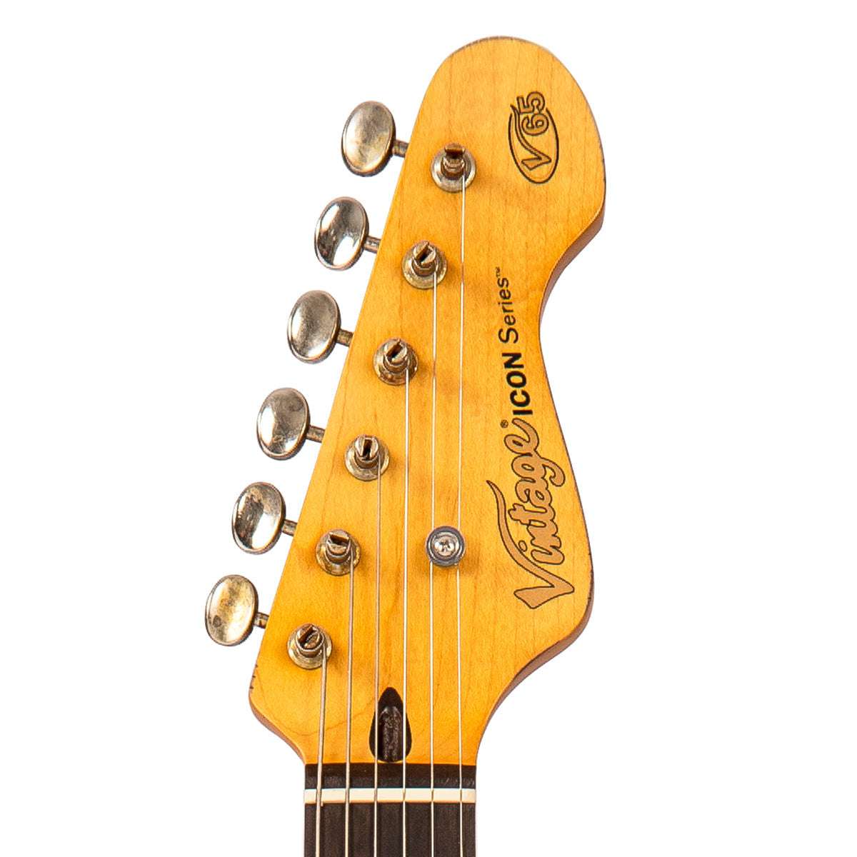 Vintage V65 VMRSB ICON Vibrato Electric Guitar ~ Distressed Tobacco Sunburst, Electric Guitar for sale at Richards Guitars.