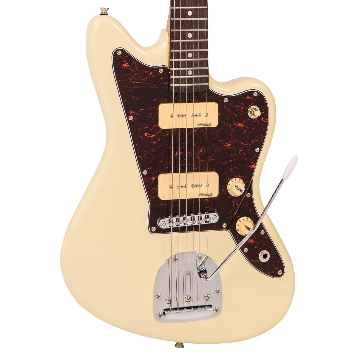 Vintage V65 VVW ReIssued Vibrato Electric Guitar ~ Vintage White, Guitare électrique en vente chez Richards Guitars.
