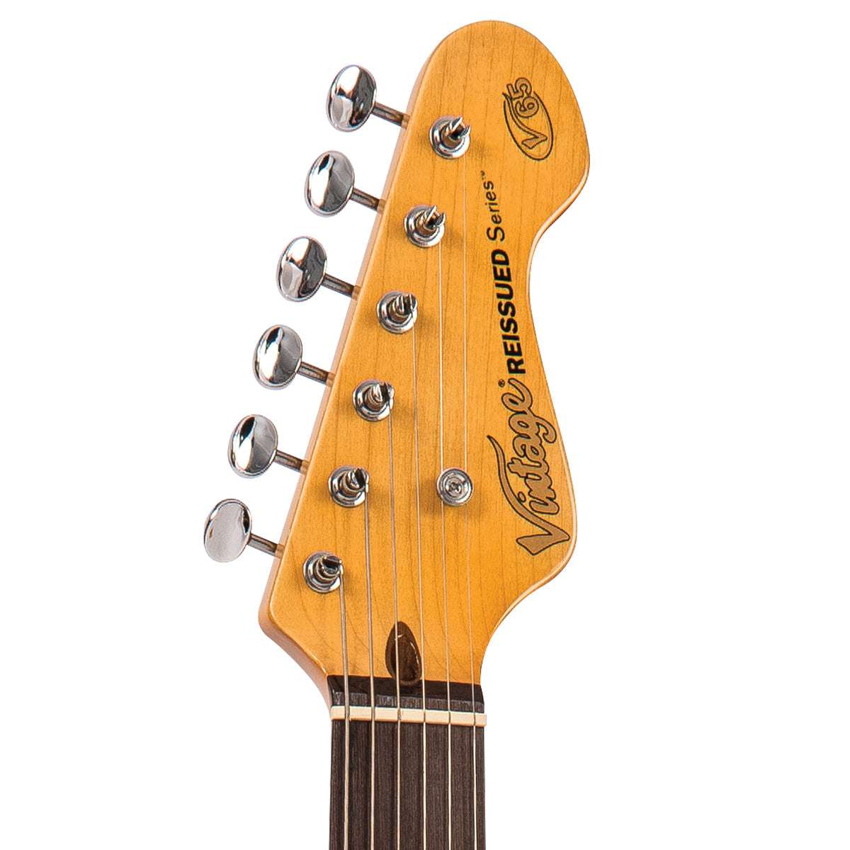 Vintage V65 VVW ReIssued Vibrato Electric Guitar ~ Vintage White, Guitare électrique en vente chez Richards Guitars.
