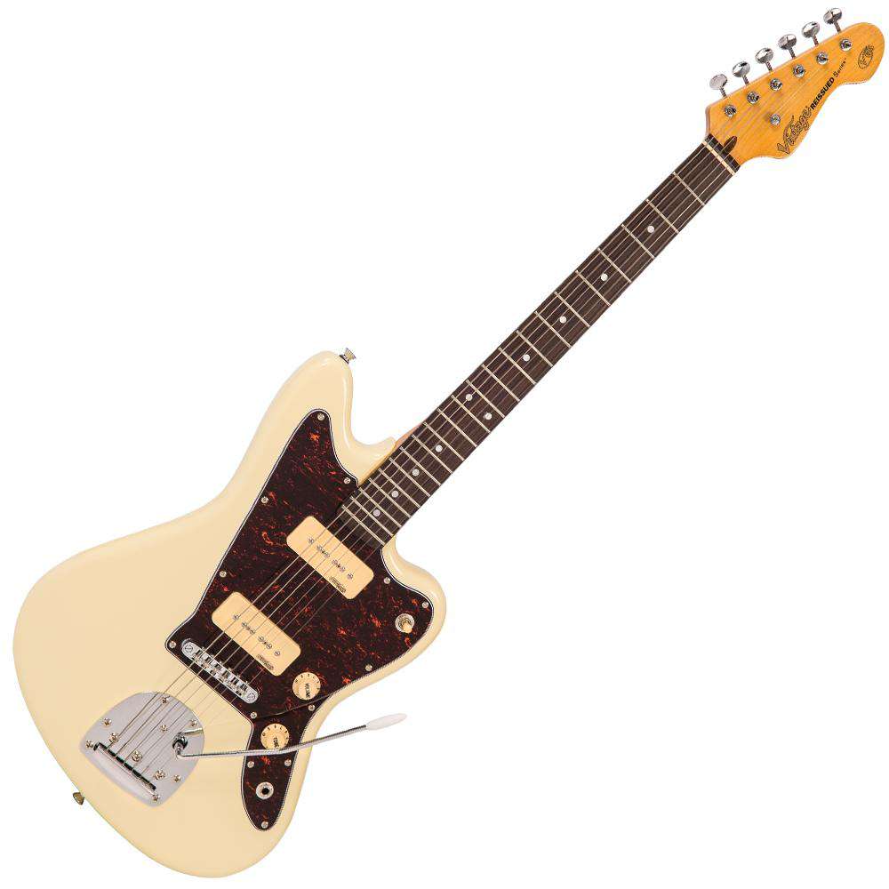 Vintage V65 VVW ReIssued Vibrato Electric Guitar ~ Vintage White, Guitare électrique en vente chez Richards Guitars.