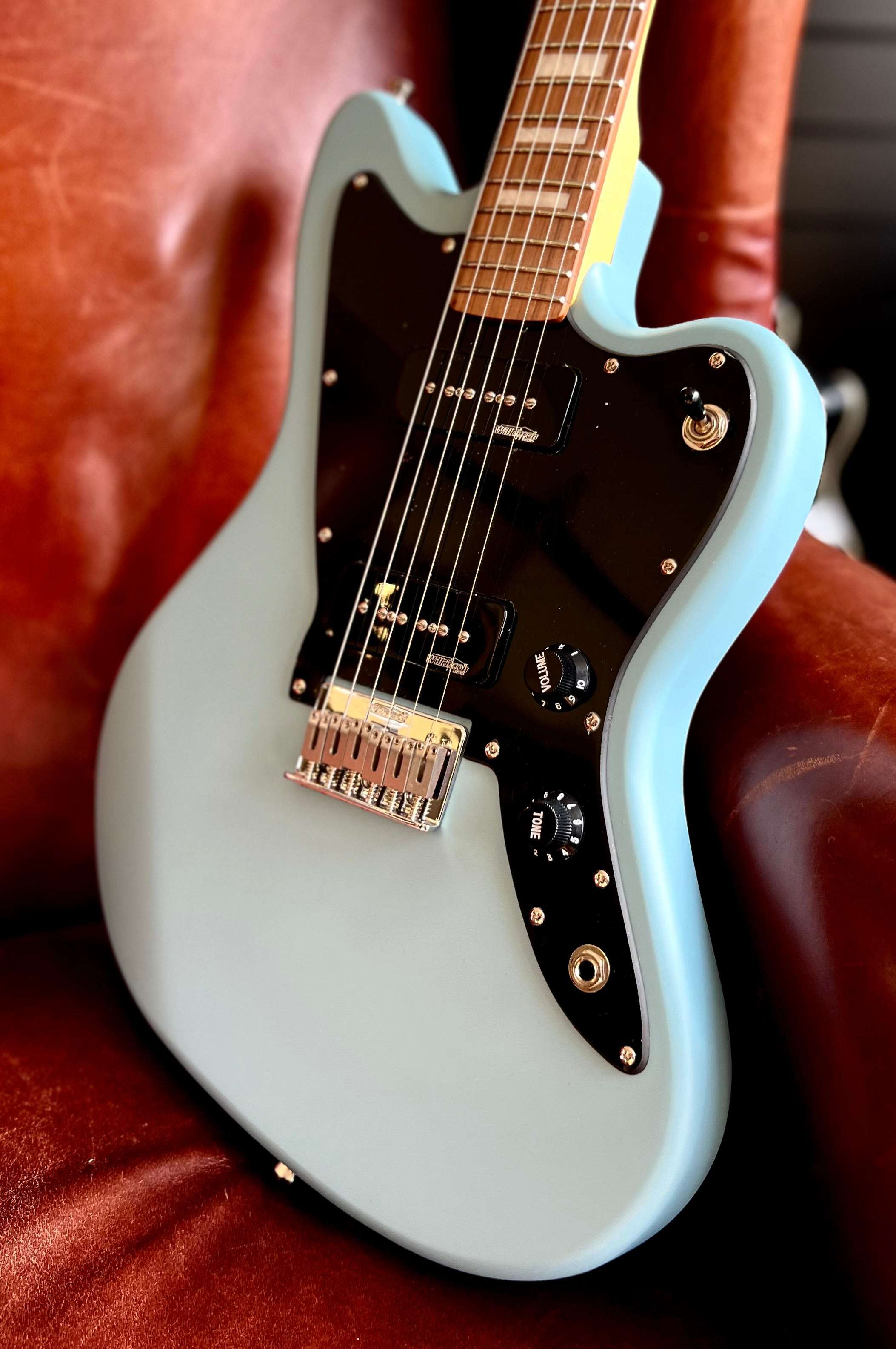 Vintage V65H BL ReIssued Hard Tail Electric Guitar ~ Satin Blue, Electric Guitar for sale at Richards Guitars.