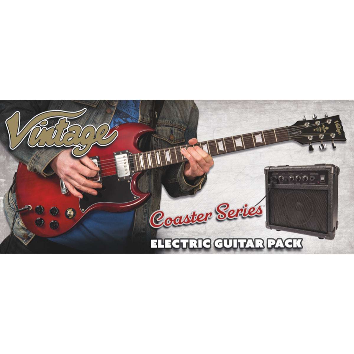 Vintage V69 Coaster Series Electric Guitar Pack ~ Cherry Red, Guitare électrique en vente chez Richards Guitars.