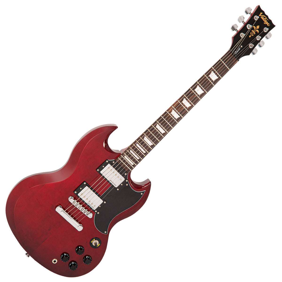 Vintage V69 Coaster Series Electric Guitar Pack ~ Cherry Red, Guitare électrique en vente chez Richards Guitars.