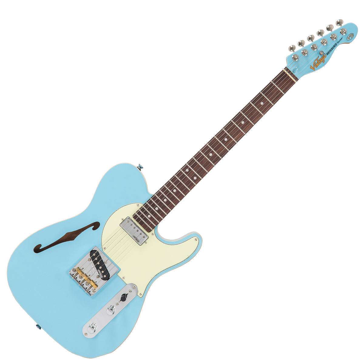 Vintage V72 ReIssued Electric Guitar ~ Laguna Blue, Guitare électrique en vente chez Richards Guitars.