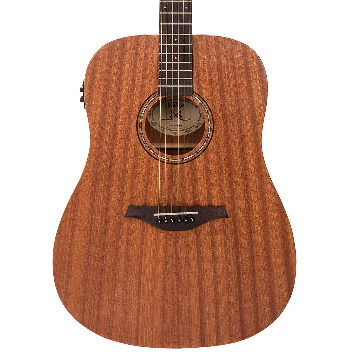 Vintage VE400MH Mahogany Series 'Dreadnought' Electro-Acoustic Guitar ~ Satin Mahogany, Electro Acoustic Guitar à vendre chez Richards Guitars.