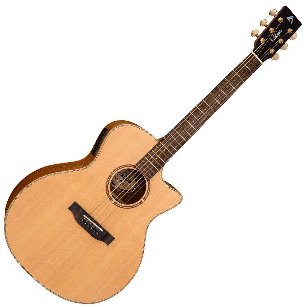 Vintage VGA900RE 'Virtuoso' Electro-Acoustic Folk Guitar ~ Rory Evans Natural, Electro Acoustic Guitar à vendre chez Richards Guitars.