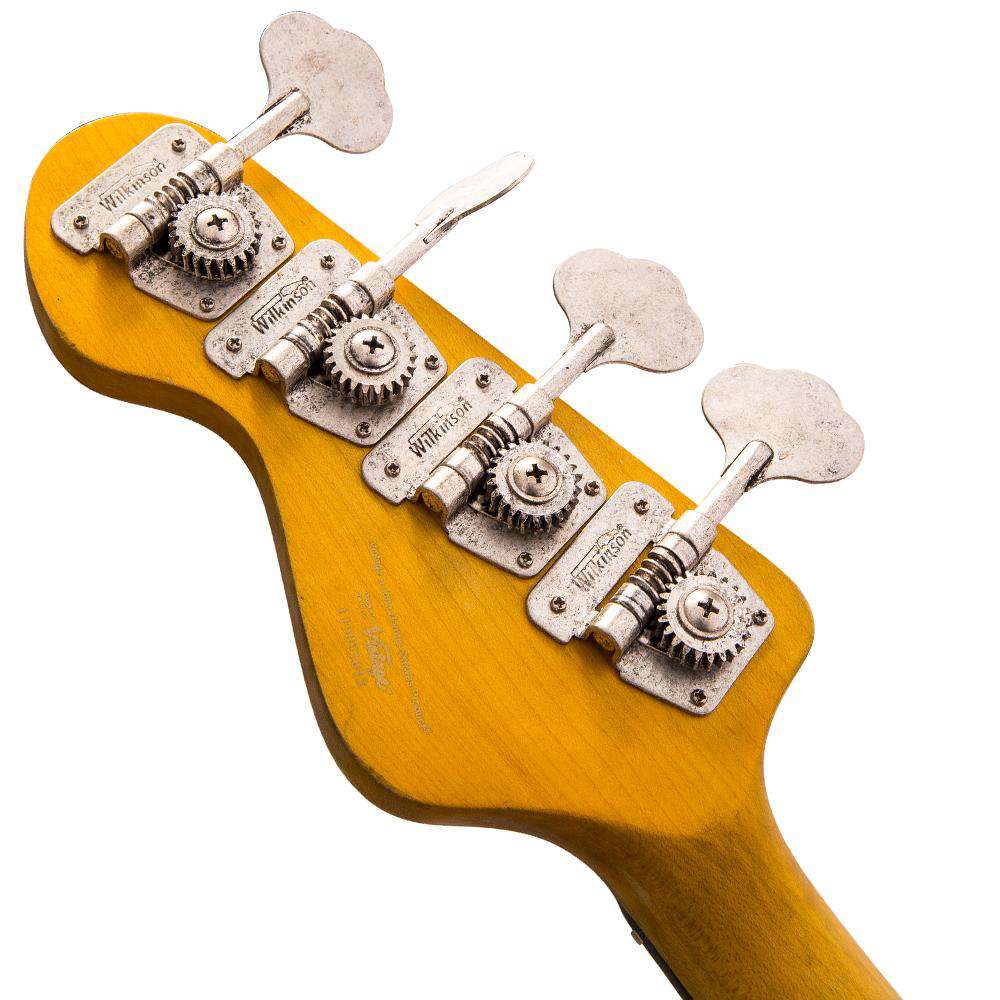 Vintage VJ74 ICON Bass ~ Distressed Sunset Sunburst, Guitare Basse à vendre chez Richards Guitars.