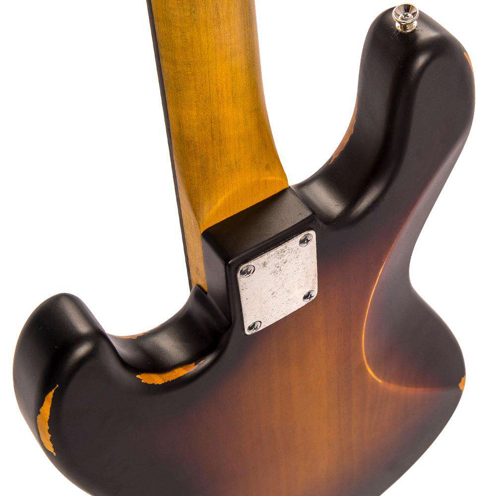 Vintage VJ74 ICON Bass ~ Distressed Sunset Sunburst, Guitare Basse à vendre chez Richards Guitars.