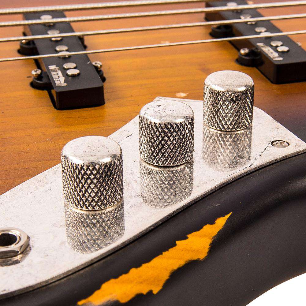 Vintage VJ74 ICON Bass ~ Distressed Sunset Sunburst, Guitare Basse à vendre chez Richards Guitars.