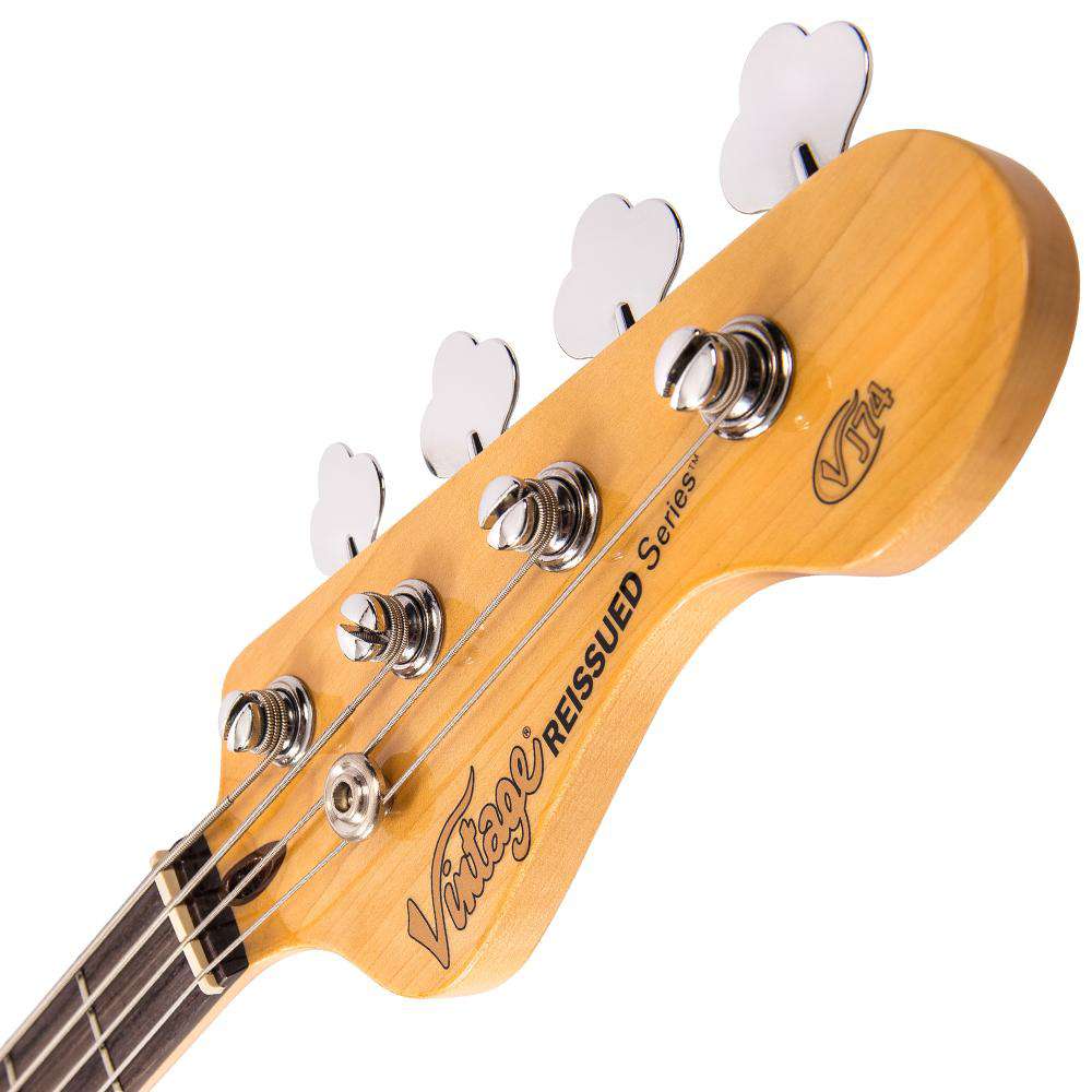 Vintage VJ74 ReIssued Bass ~ Sunset Sunburst, Guitare basse à vendre chez Richards Guitars.
