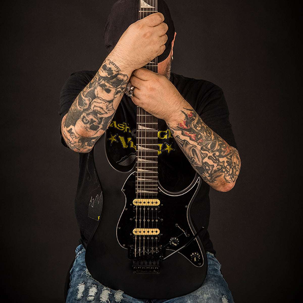 Vintage VMX Series Raider Electric Guitar ~ Satin Black, Electric Guitar for sale at Richards Guitars.