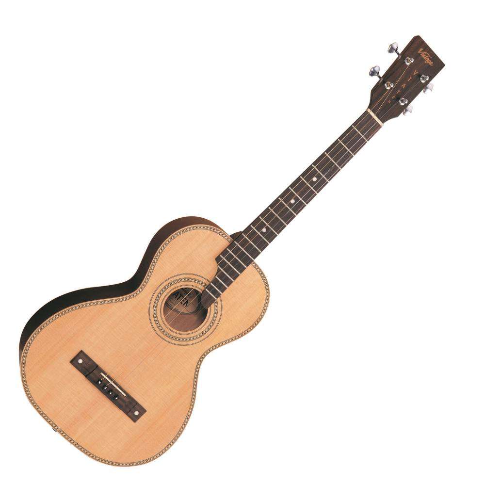 Vintage VTE800N 'Viaten' Paul Brett Acoustic Tenor Guitar ~ Natural, Guitare acoustique en vente chez Richards Guitars.