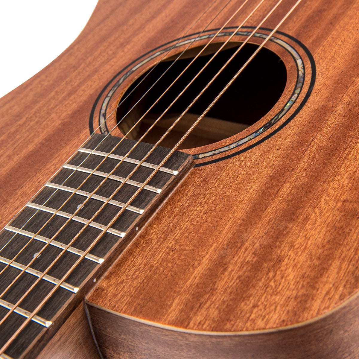 Vintage VE100MH Mahogany Series 'Travel' Electro-Acoustic Guitar ~ Satin Mahogany, Electro Acoustic Guitar à vendre chez Richards Guitars.