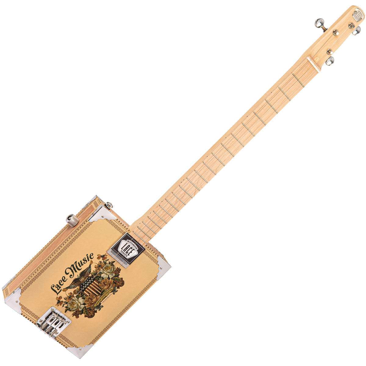 Lace Cigar Box Electric Guitar ~ 3 String ~ Americana - Richards Guitars Of Stratford Upon Avon