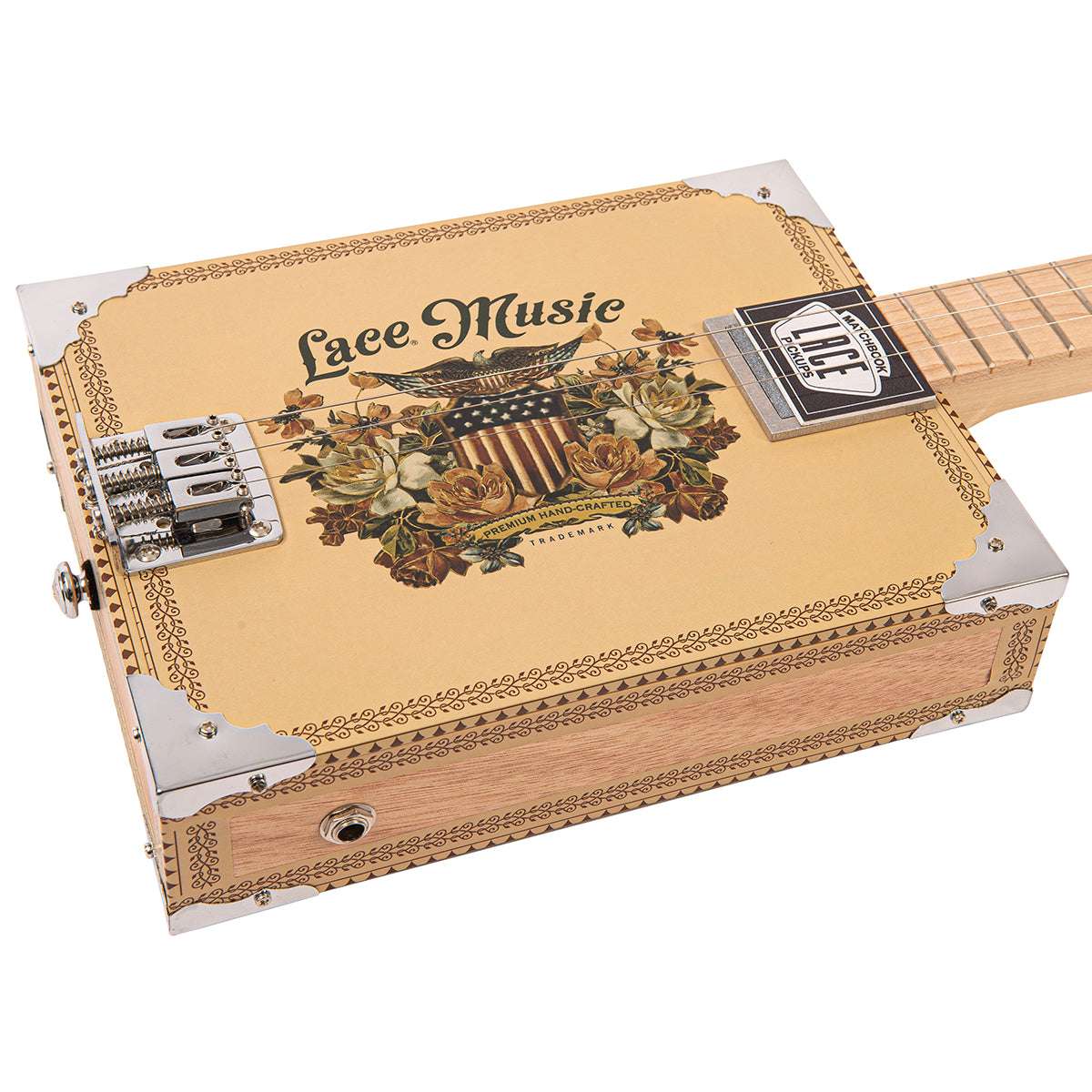 Lace Cigar Box Electric Guitar ~ 3 String ~ Americana - Richards Guitars Of Stratford Upon Avon