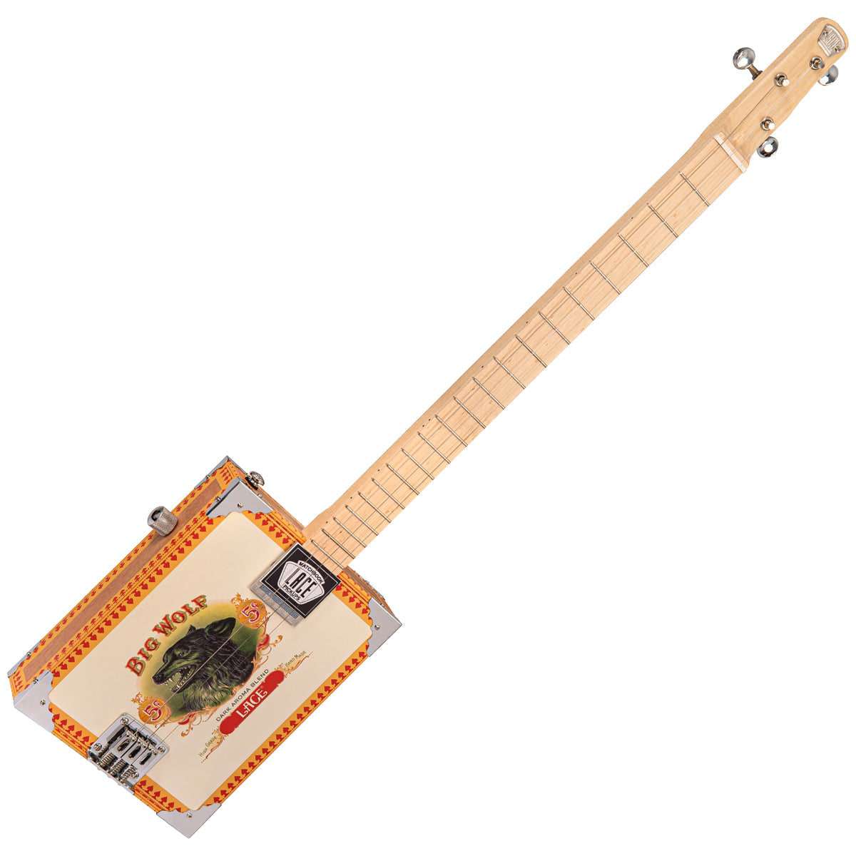 Lace Cigar Box Electric Guitar ~ 3 String ~ Big Wolf - Richards Guitars Of Stratford Upon Avon