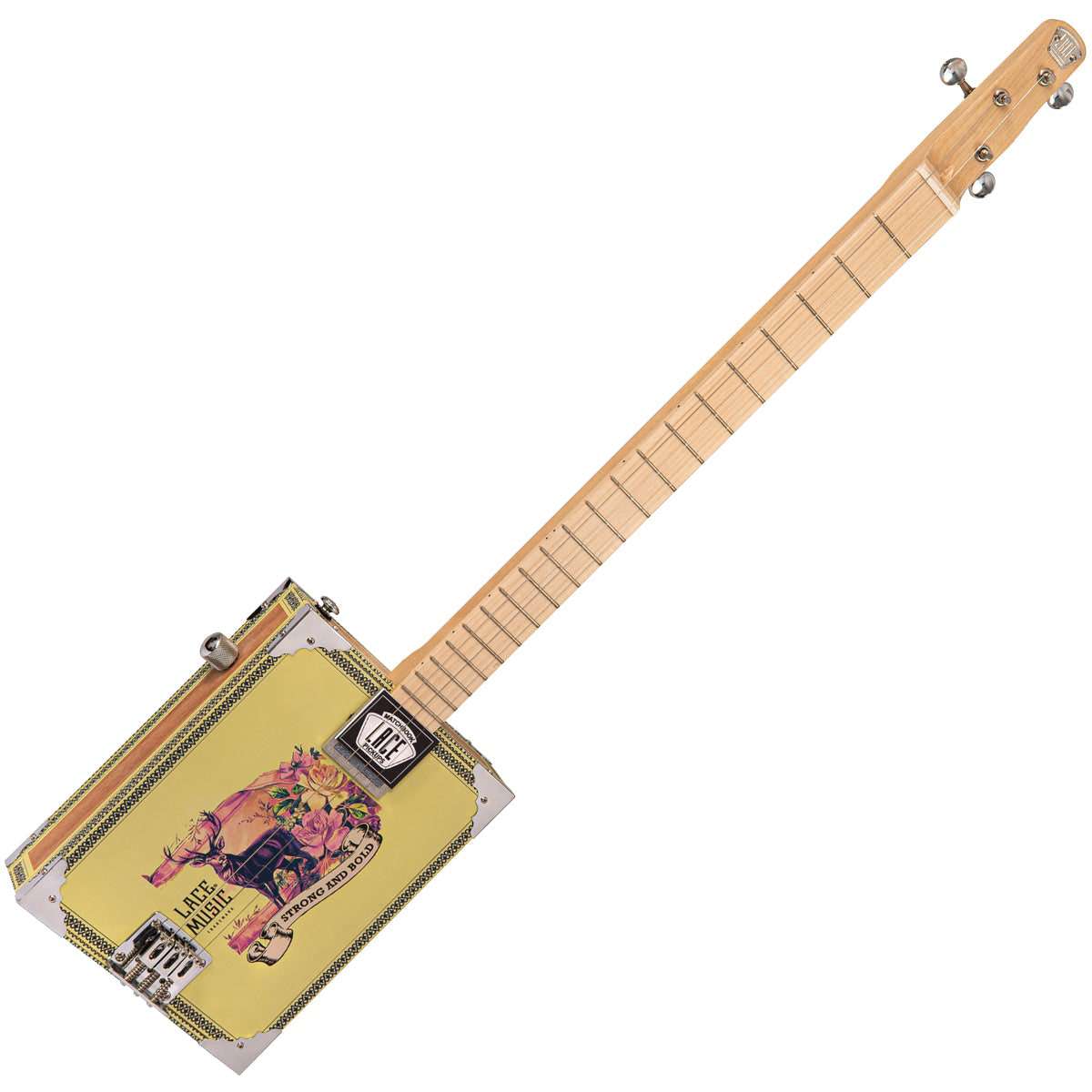 Lace Cigar Box Electric Guitar ~ 3 String ~ Deer Crossing - Richards Guitars Of Stratford Upon Avon