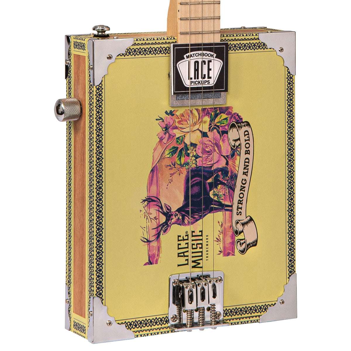 Lace Cigar Box Electric Guitar ~ 3 String ~ Deer Crossing - Richards Guitars Of Stratford Upon Avon