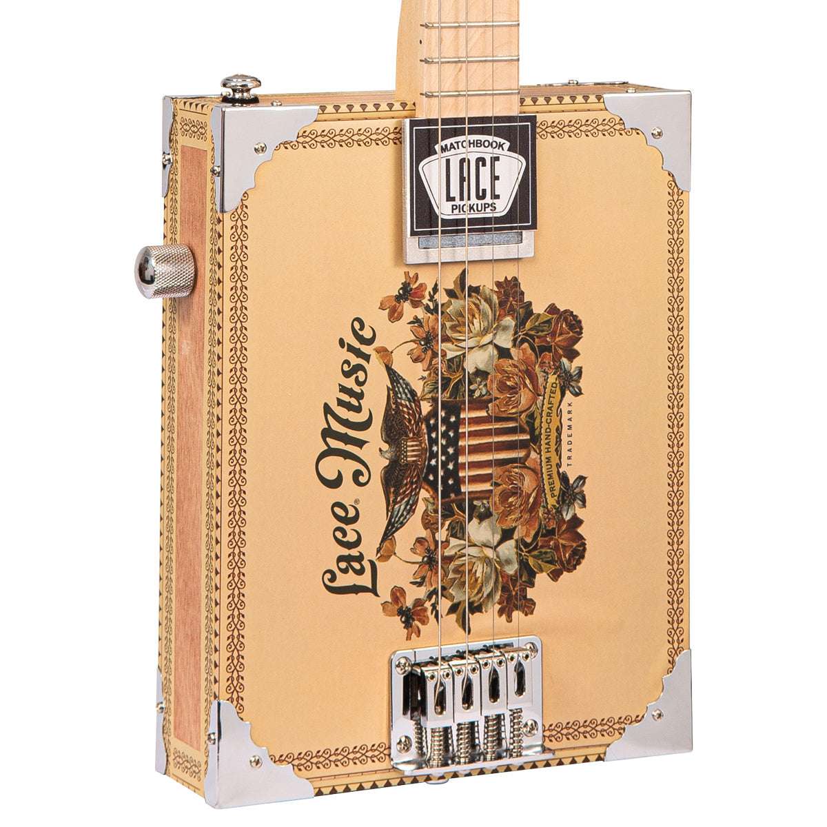 Lace Cigar Box Electric Guitar ~ 4 String ~ Americana - Richards Guitars Of Stratford Upon Avon