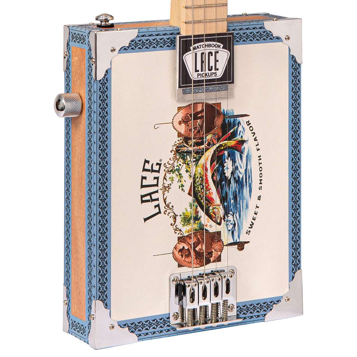 Lace Cigar Box Electric Guitar ~ 4 String ~ Gone Fishin' - Richards Guitars Of Stratford Upon Avon