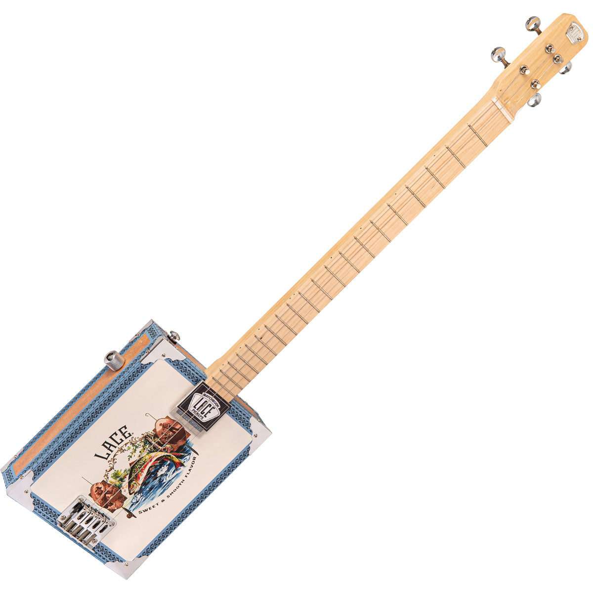 Lace Cigar Box Electric Guitar ~ 4 String ~ Gone Fishin' - Richards Guitars Of Stratford Upon Avon
