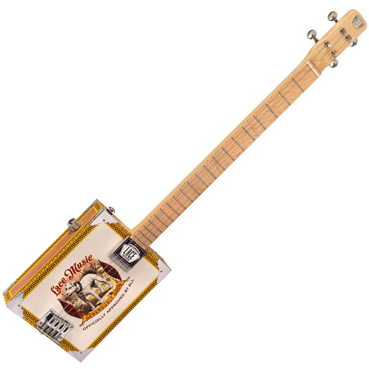 Lace Cigar Box Electric Guitar ~ 4 String ~ Pero Pup - Richards Guitars Of Stratford Upon Avon