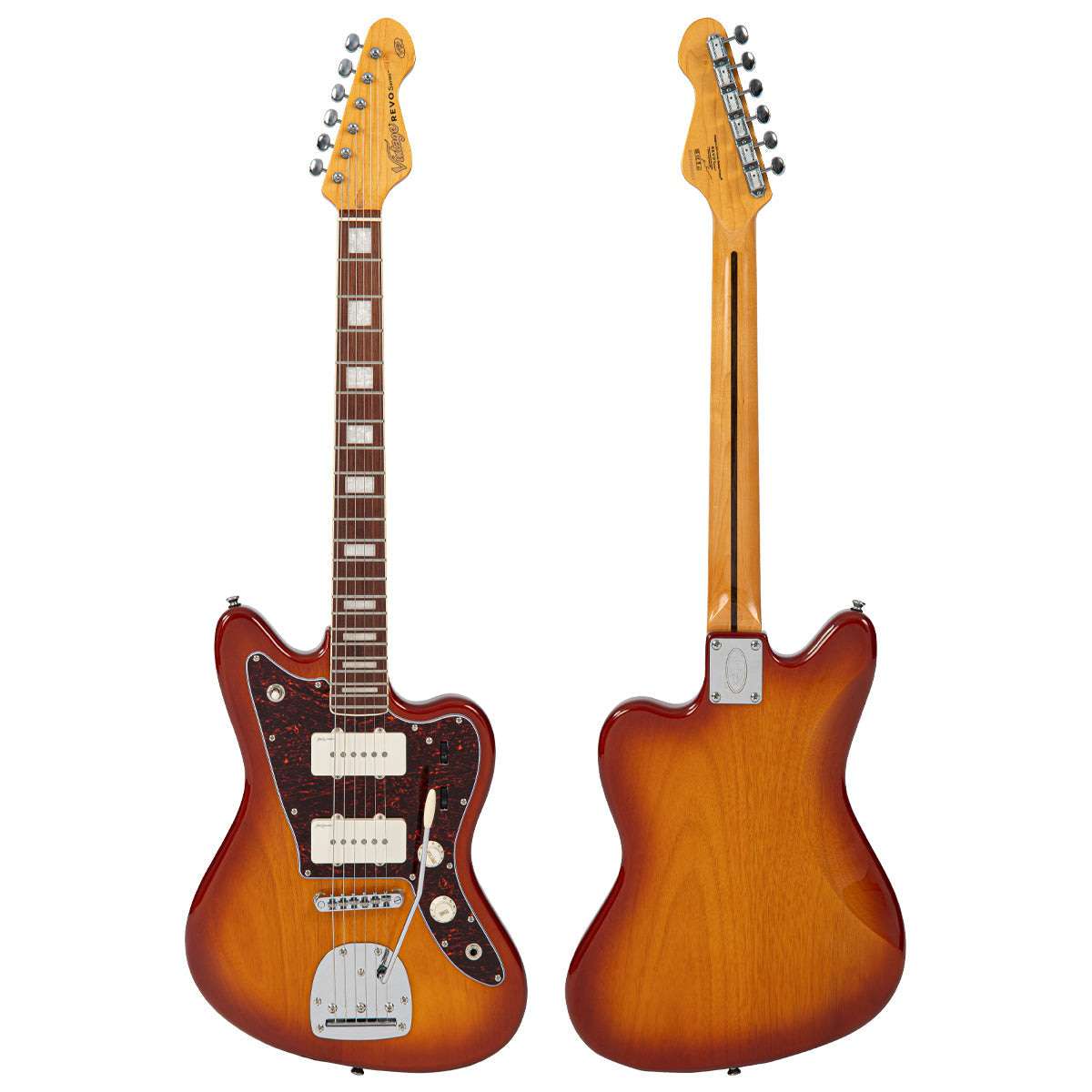 Vintage REVO Series 'Surfmaster 90' Electric Guitar ~ Amberburst - Richards Guitars Of Stratford Upon Avon